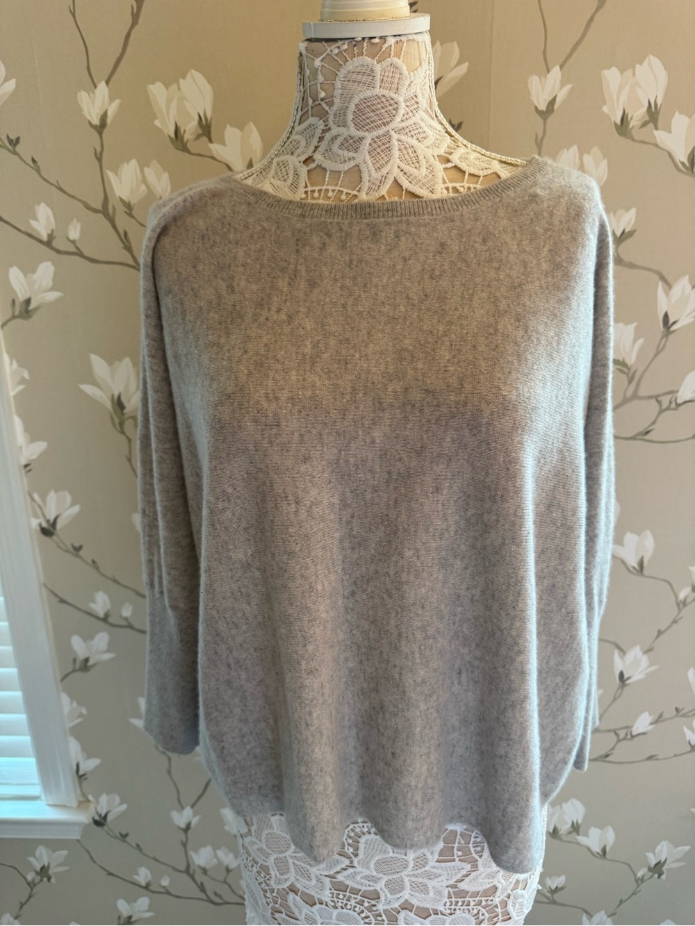 Garnet Hill Light Gray Boatneck Sweater